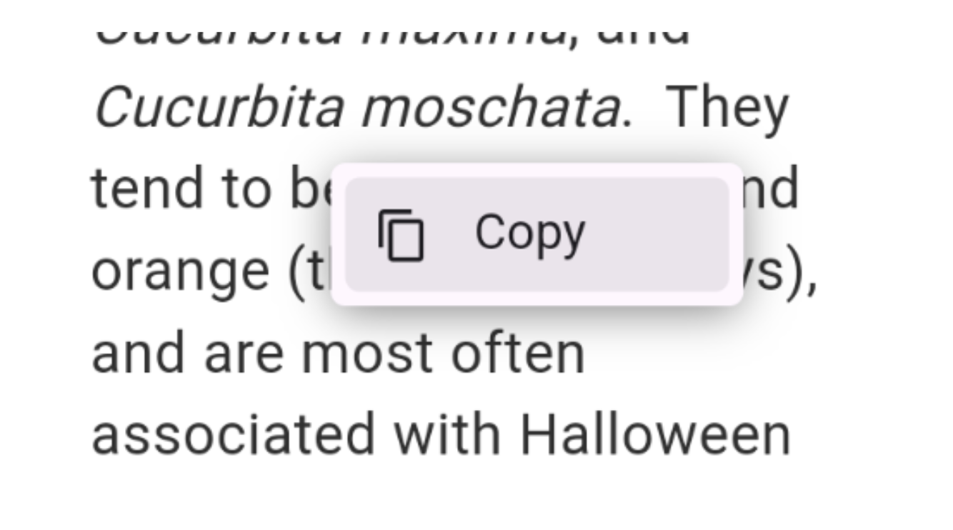 Long tap to see the copy
button