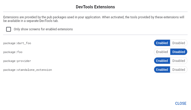 Screenshot of extension enablement dialog