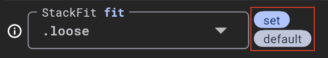 "Set" and "default" labels for a property input