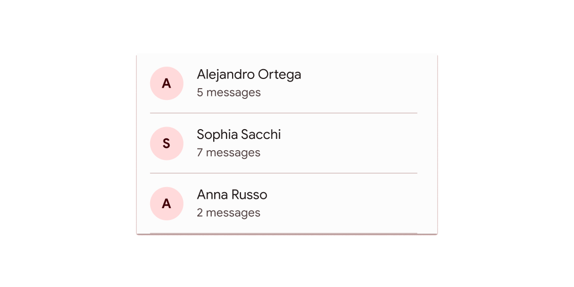 Rendered example of the ListTile Material widget.