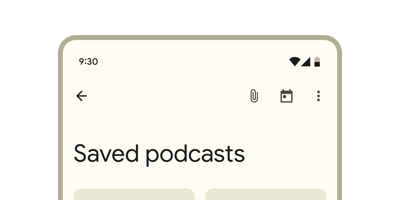 Rendered example of the AppBar Material widget.